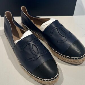 CHANEL Dark Blue and Black Espadrilles
